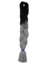Braids ombre schwarz & grau silber zweifarbiges synthetisches Flechthaar  60cm  24inch  100gr. 3,5oz